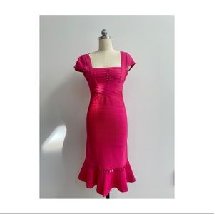 Hot pink Herve Leger mermaid bandage dress